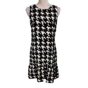 J.CREW Women Ruffle Hem Mini Sheath Dress Size 2T Tall Black Beige 100% Silk 71P